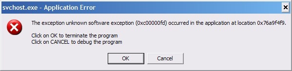Exception Unknown Software Exception Occurred